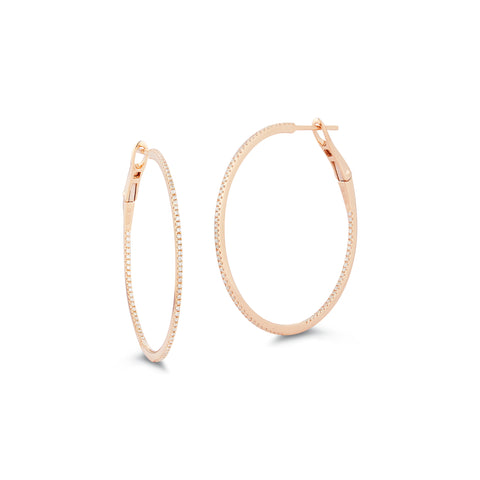 Rose Gold-1^Gold Diamond Hoops: DRD Medium Large Hoops in Rose Gold