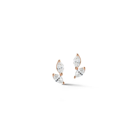  Rose Gold-1^Designer Stud Earrings: Alexa Jordyn Marquise Diamond Drift Studs in Rose Gold