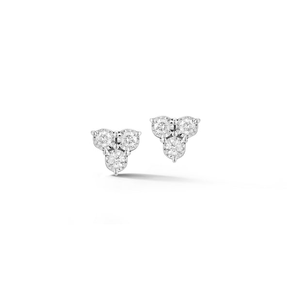 White Gold-1^Designer Stud Earrings: Ava Bea Trio Stud in White Gold