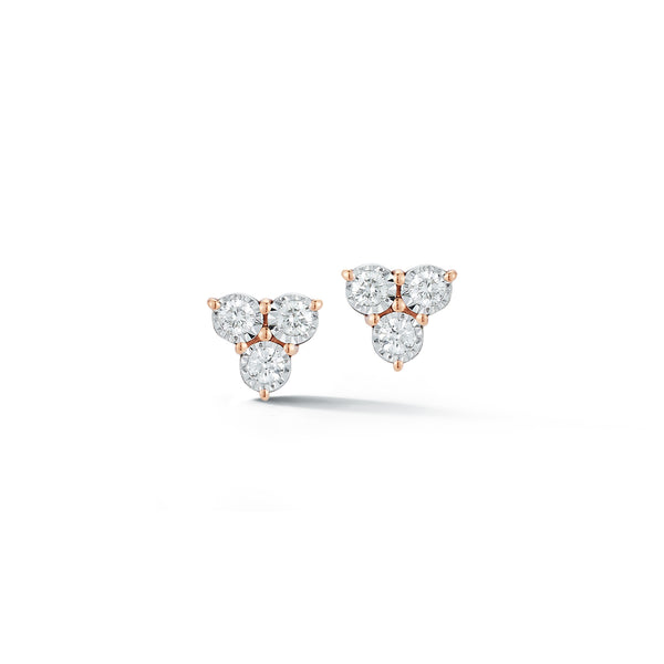 Rose Gold-1^Designer Stud Earrings: Ava Bea Trio Stud in Rose Gold