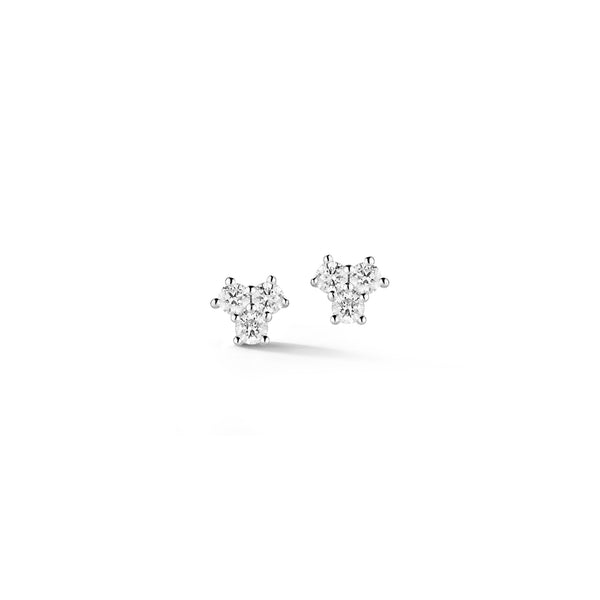 White Gold-1^Designer Stud Earrings: Mini Diamond Trio Studs in White Gold