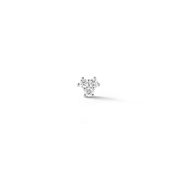 White Gold-1^Single Stud Earrings: Mini Diamond Single Trio Stud in White Gold