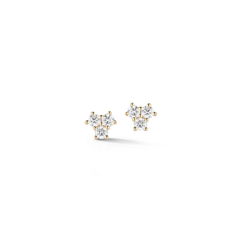 Yellow Gold-1^Designer Stud Earrings: Mini Diamond Trio Studs in Yellow Gold