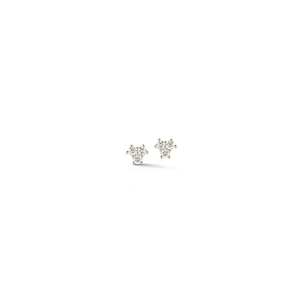 Yellow Gold-1^Designer Stud Earrings: Mini Diamond Trio Studs in Yellow Gold Thumbnail-only