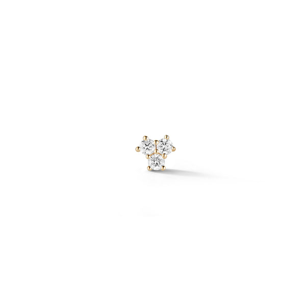 Yellow Gold-1^Single Stud Earrings: Mini Diamond Single Trio Stud in Yellow Gold