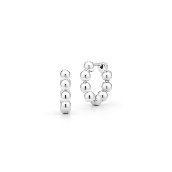 White Gold-1^Diamond Huggie Earrings: Poppy Rae Pebble Hoops in White Gold Thumbnail-only