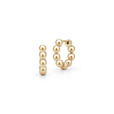 Yellow Gold-1^Diamond Huggie Earrings: Poppy Rae Pebble Hoops in Yellow Gold