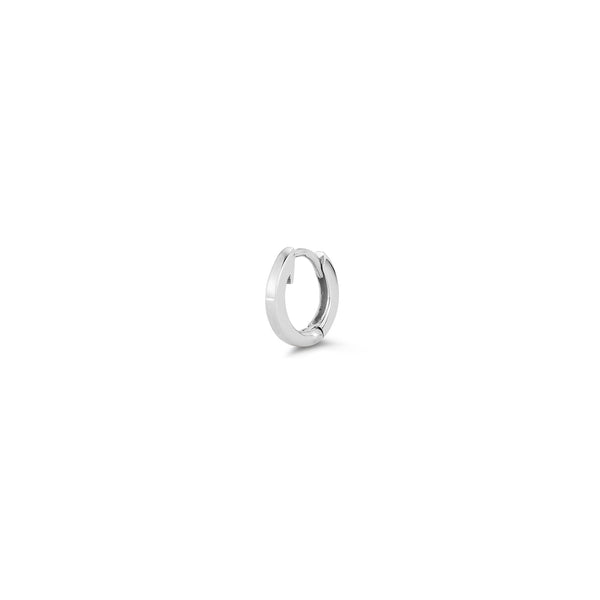 White Gold-1^Designer Gold Huggie Earrings: DRD Single Gold Mini Huggie in White Gold