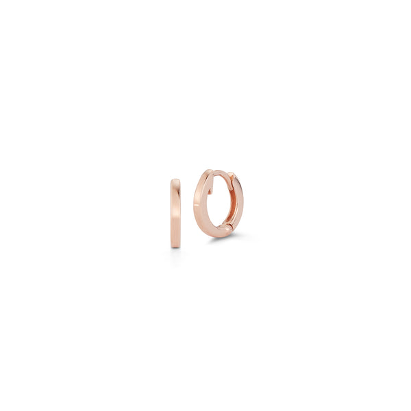 Rose Gold-1^Huggie Earrings: DRD Solid Gold Mini Huggies in Rose Gold