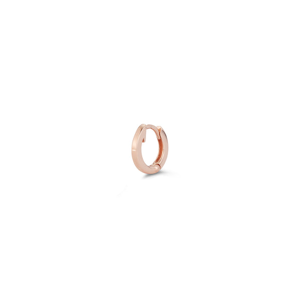 Rose Gold-1^Designer Gold Huggie Earrings: DRD Single Gold Mini Huggie in Rose Gold