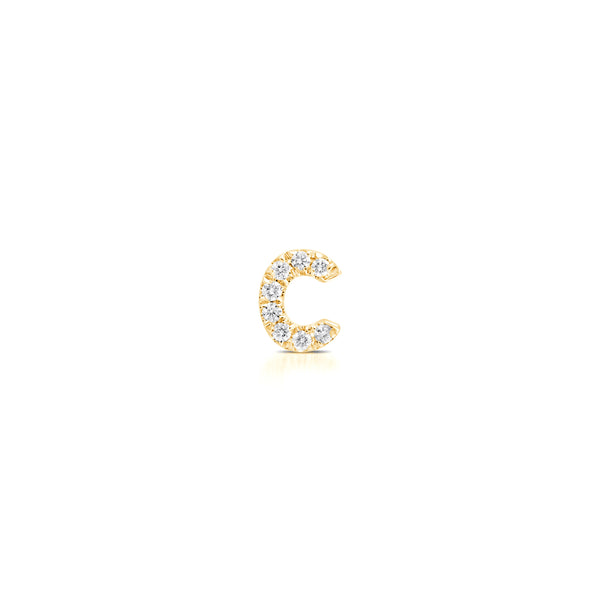 Yellow Gold,C^1 - Sydney Morgan for Syd Strong Single Initial Single Earring in Yellow Gold