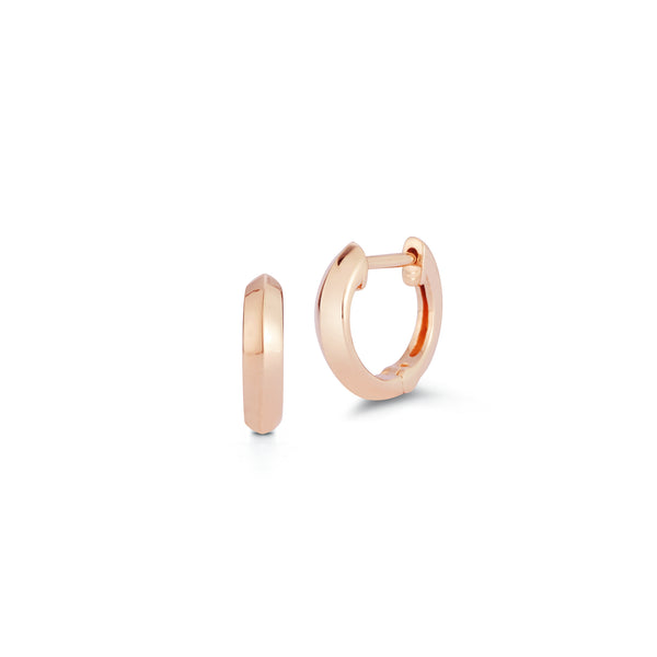 Rose Gold-1^Huggie Earrings: Reese Brooklyn Knife-Edge Solid Gold Huggies in Rose Gold