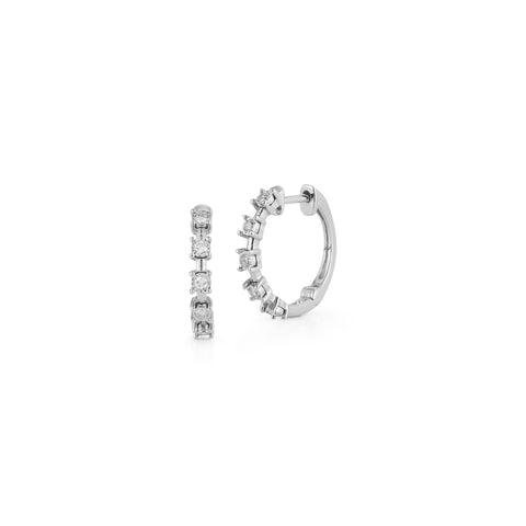 White Gold-1^Diamond Hoop Earrings: Ava Bea Interval Hoops in White Gold 