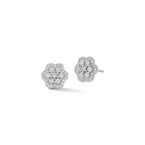 White Gold-1^Designer Stud Earrings: Ava Bea Flower Studs in White Gold