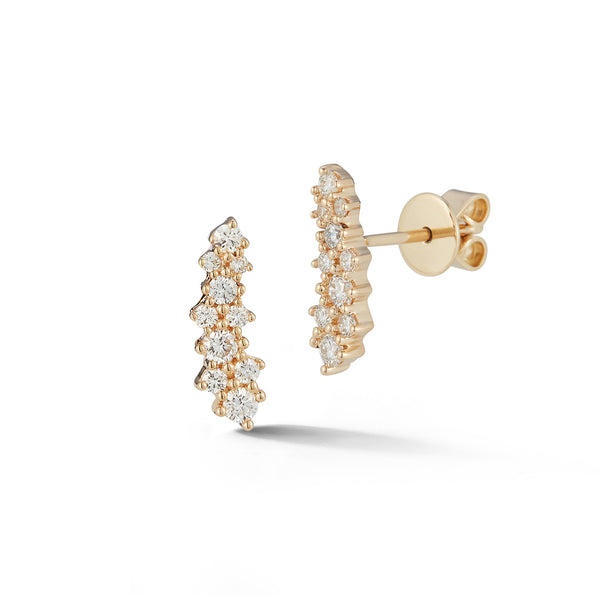 Yellow Gold^1-Diamond Climber Stud Earrings: Vivian Lily Array Climbers in Yellow Gold