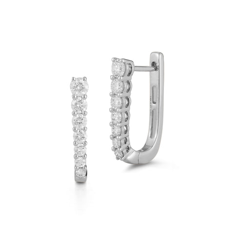 White Gold^1-Diamond Hoop Earrings: Ava Bea Graduating U Hoops in White Gold