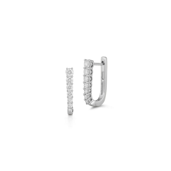 White Gold^1-Diamond Hoop Earrings: Ava Bea Graduating U Hoops in White Gold Thumbnail-only