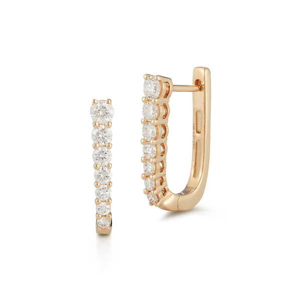 Yellow Gold^1-Diamond Hoop Earrings: Ava Bea Graduating U Hoops in Yellow Gold