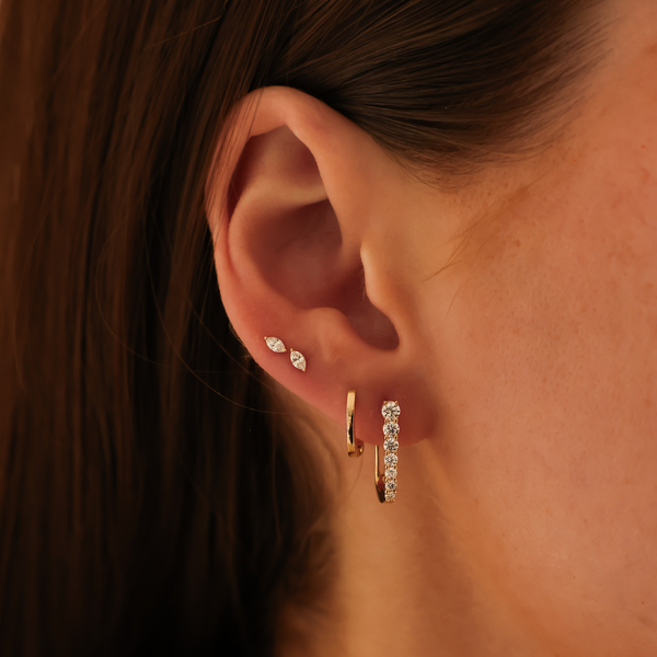 Rose Gold^2-Diamond Hoop Earrings: Ava Bea Graduating U Hoops in Rose Gold Thumbnail-only