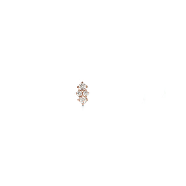 Rose Gold-1^Diamond Stud Earrings: Vivian Lily Array Single Stud in Rose Gold