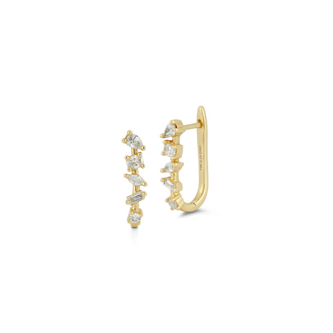 Yellow Gold^1-Diamond Hoop Earrings: Alexa Jordyn Multi-Shape U Hoop in Yellow Gold