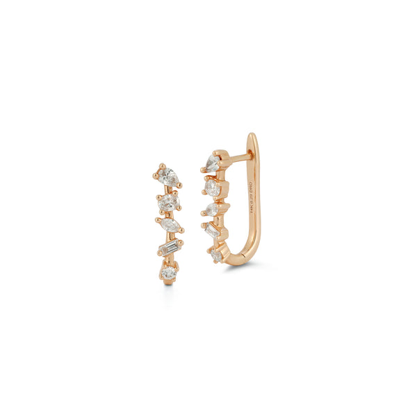 Rose Gold^1-Diamond Hoop Earrings: Alexa Jordyn Multi-Shape U Hoop in Rose Gold