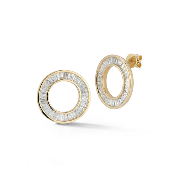 Yellow Gold-1^Designer Diamond Earrings: Sadie Pearl Large Baguette Channel Set Earring in Yellow Gold