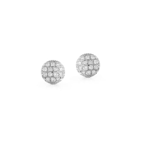 White Gold-1^Designer Stud Earrings: Lauren Joy Mini Disc Studs in White Gold