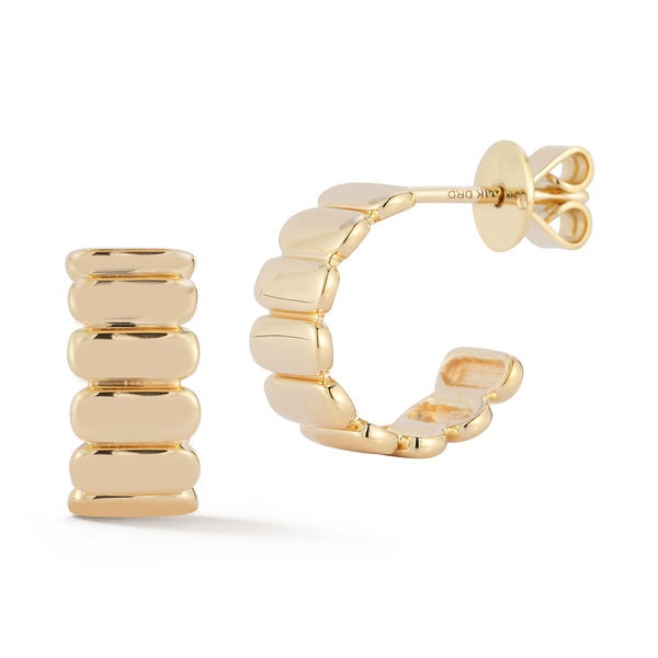 Yellow Gold^1-Gold Huggie Earrings: Melody Eden Gold Bar Huggies in Yellow Gold