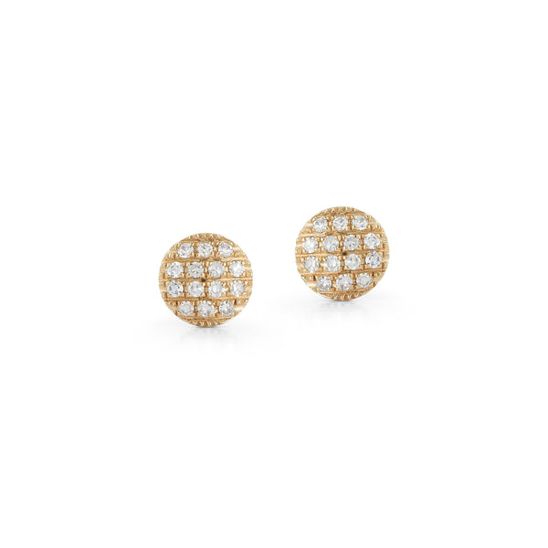  Yellow Gold-1^Designer Stud Earrings: Lauren Joy Mini Disc Studs in Yellow Gold