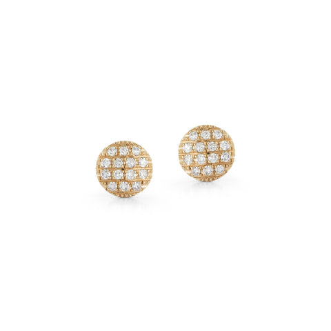  Yellow Gold-1^Designer Stud Earrings: Lauren Joy Mini Disc Studs in Yellow Gold