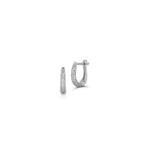 White Gold-1^Diamond Huggie Earrings: DRD Tapered Huggies In White Gold