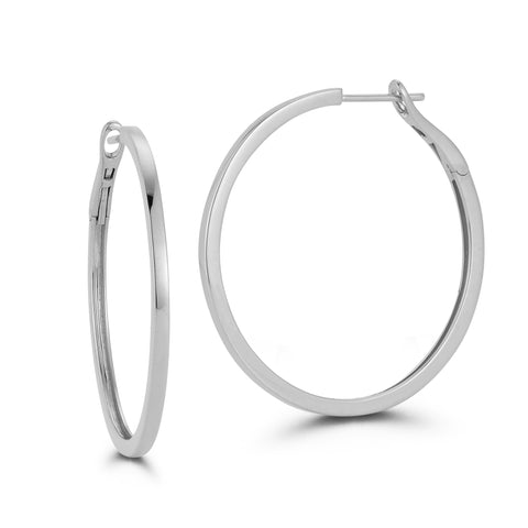 White Gold-1^Designer Gold Hoops: DRD Marge Solid Gold Hoops in White Gold