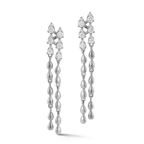 White Gold-1^Designer Stud Earrings: Sophia Ryan Teardrop Dusters in White Gold