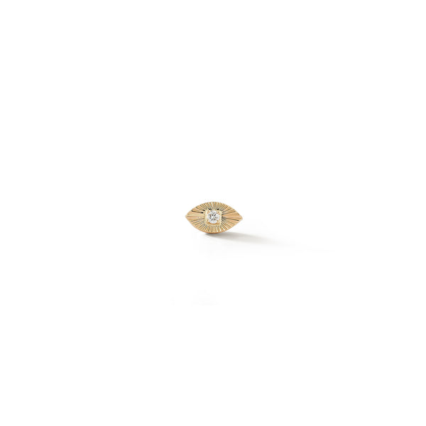 Yellow Gold-1^Single Stud Earrings: Teddi Paige Fluted Evil Eye Single Stud in Yellow Gold