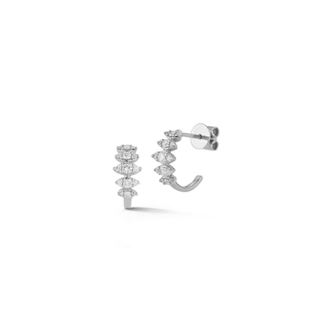 White Gold^1-Diamond Hoop Earrings: Sophia Ryan Marquise Hoops in White Gold