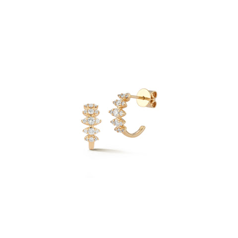 Yellow Gold^1-Diamond Hoop Earrings: Sophia Ryan Marquise Hoops in Yellow Gold