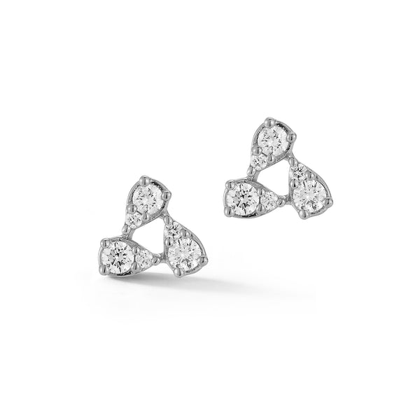 White Gold-1^Designer Stud Earrings: Sophia Ryan Teardrop Cluster Studs in White Gold