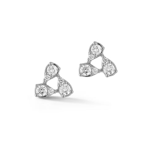 White Gold-1^Designer Stud Earrings: Sophia Ryan Teardrop Cluster Studs in White Gold