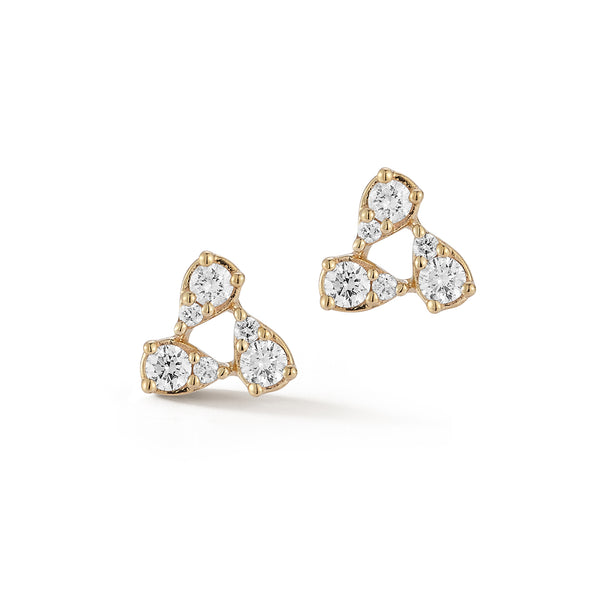 Yellow Gold-1^Designer Stud Earrings: Sophia Ryan Teardrop Cluster Studs in Yellow Gold