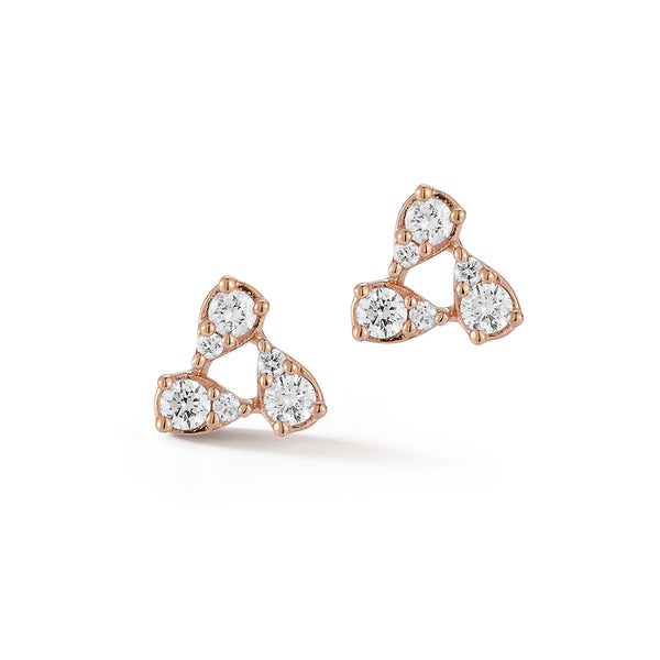 Rose Gold-1^Designer Stud Earrings: Sophia Ryan Teardrop Cluster Studs in Rose Gold