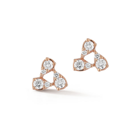 Rose Gold-1^Designer Stud Earrings: Sophia Ryan Teardrop Cluster Studs in Rose Gold