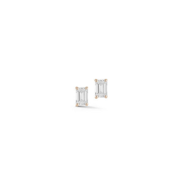 Rose Gold -1^Diamond Stud Earrings: DRD Emerald Cut Diamond Studs 1.00 Ct. Total Weight in Rose Gold