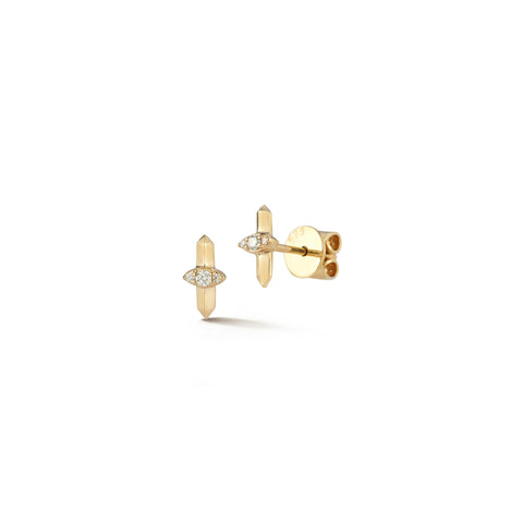 Yellow Gold-1^Designer Stud Earrings: Reese Brooklyn Marquise Knife Edge Bar Studs in Yellow Gold