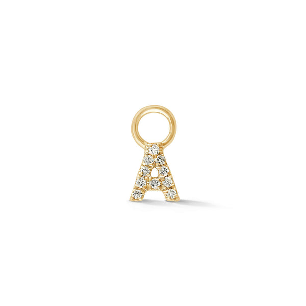 Yellow Gold-1^Designer Diamond Huggies: DRD Initial Earring Charm in Yellow Gold