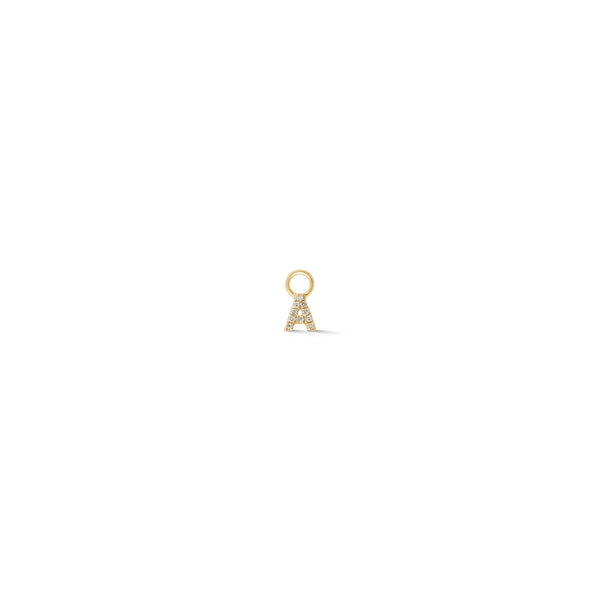 Yellow Gold-1^Designer Diamond Huggies: DRD Initial Earring Charm in Yellow Gold Thumbnail-only