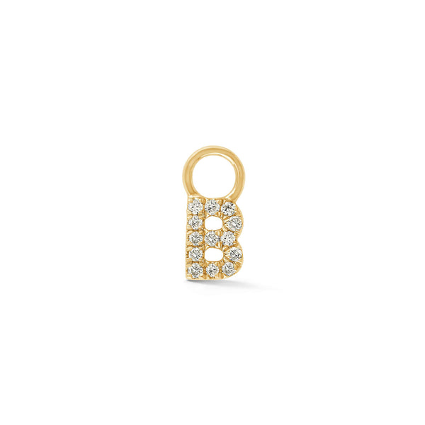 Yellow Gold,B-4^Designer Diamond Huggies: DRD Initial Earring Charm in Yellow Gold