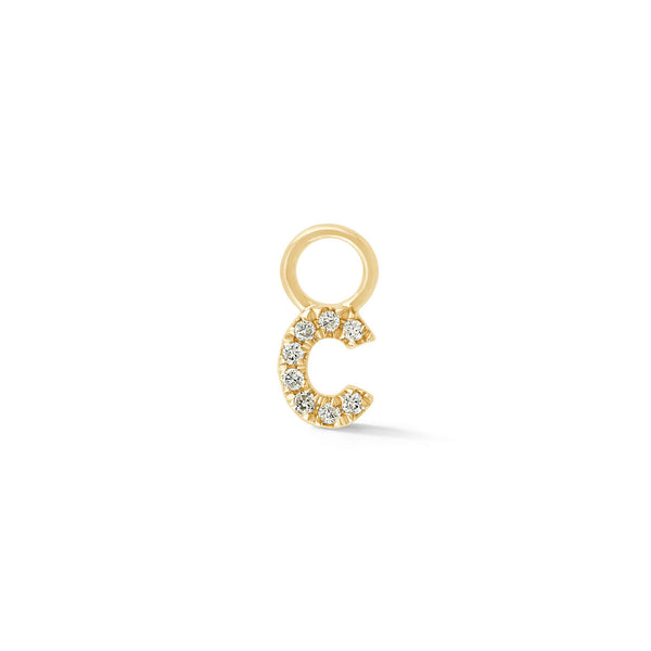 Yellow Gold,C-5^Designer Diamond Huggies: DRD Initial Earring Charm in Yellow Gold