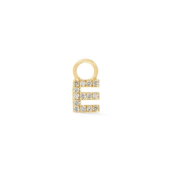 Yellow Gold,E-7^Designer Diamond Huggies: DRD Initial Earring Charm in Yellow Gold