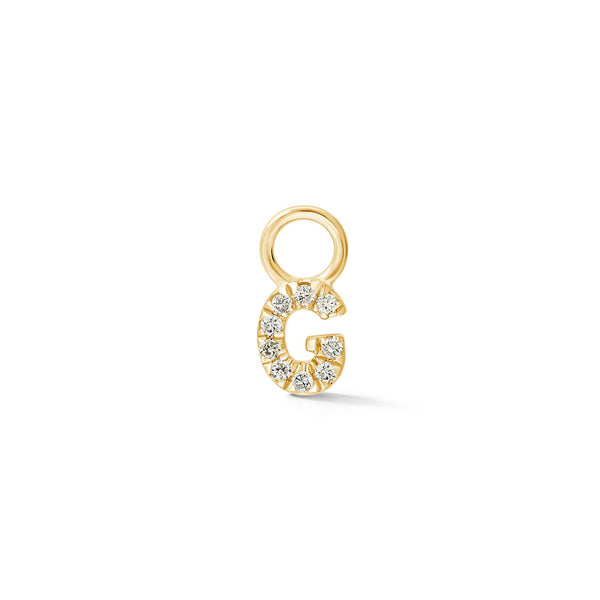 Yellow Gold,G-7^Designer Diamond Huggies: DRD Initial Earring Charm in Yellow Gold